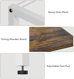 3-Tier Purse Organizer Rack, Iron & Wood Floor-Standing Bag Storage Holder with Adjustable Side Basket and Hook Handbag Organizers Display Stand Shelf for Closet, Bedroom, Entryway, White