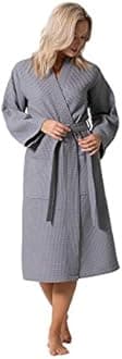 Turkish Linen Waffle Knit Lightweight Kimono Spa & Bath Robes for Women - Quick Dry - Soft