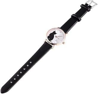ELECDON Women's Watches, Cute Cartoon Cat Wrist Watches Girls, Simple Harajuku Style Belt Quartz Women's Watch, for Girls Ladies Women Students, Creative Quartz Wristwatches Woman Bracelet, strap