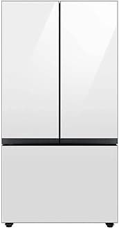 Samsung 30 cu. ft. Bespoke 3-Door French Door Refrigerator with AutoFill Water Pitcher and Dual Ice Maker, White Glass, RF30BB620012AA