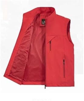 Men's Softshell Vest Outerwear Zip Up Sleeveless Quick Dry Fishing Vests Outdoor Casual Multi Pocket Jacket for Hiking Golf
