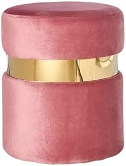 PREDELLA Ottoman & Pouffes,Hassock,Sitting Stool for Living Room | Dressing Table Stool | Footrest Stool | Mudda Puffy Wooden Stools| Footstool Pouf for Office Home Decor Furniture (Pink)