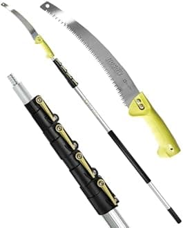 DOCAZOO Gardening Tools - Extendable Fruit Picker for Apples, Avocados, Oranges, and and Tree Trimming Tool – Lightweight Fruit Picking Tool for High Trees (30 Ft Extension Pole with Tree Saw)