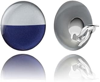 Retro Large Round or Flower Clip on Earrings, Non Pierced Ears for Women (Style 28 - Silver and Dark Blue)