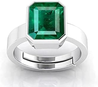 Kirti Sales Certified Emerald Panna 7.25 Ratti 6.00 Carat Panchdhatu Adjustable Silver Plating Ring for Astrological Purpose Men & Women