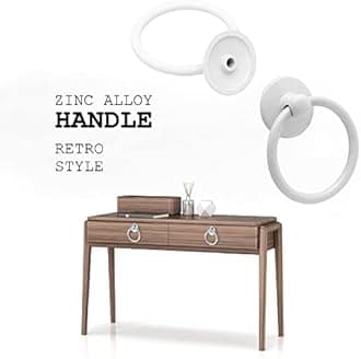 6Pcs White Ring Handle Knobs Round Ring Drawer Pulls for Cabinet Drawer Dresser Cupboard Wardrobe, Single Hole