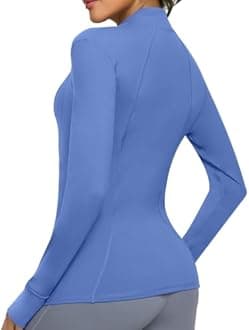 Cighay Women's Athletic Full Zip Lightweight Workout Jacket With Pockets Running Slim Fit Yoga Sportwear With Thumb Holes