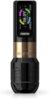 Ambition Zetton Tattoo Machine with 2400mAh Battery Brushless Motor Straight Drive Bar Color Touch Display Rotary Tattoo Gun Cartridge Pen Supply for Professional Tattoo Artists