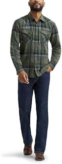 Wrangler Men's Denim Light Wash Long Sleeve Snap Shirt