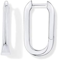 PAVOI 14K Gold Plated Sterling Silver Posts U-Shaped Link Hoop Earrings for Women | Lightweight Long Huggies Earrings