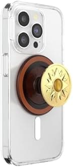 PopSockets Round Phone Grip Compatible with MagSafe, Adapter Ring Included, Phone Holder, Wireless Charging Compatible - Sun Jewel Amber