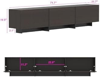 AIEGLE 71.7" W TV Stand with 3 Flip-Down Drawers, Modern Entertainment Center with Storage, Media Console Table TV Cabinet, Dark Brown