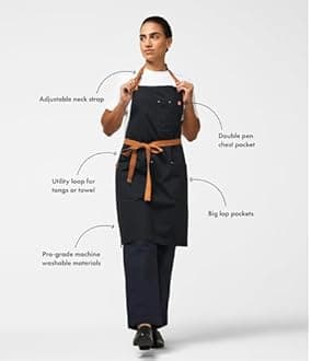 hedley & bennett Essential Apron - Lightweight Cotton Canvas Kitchen Apron with Pockets & Towel Loop - Professional Chef Workwear for Baking & Cooking - Olive