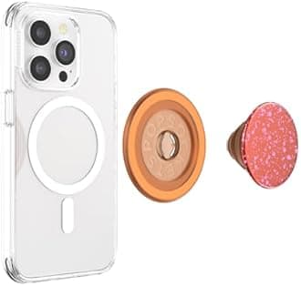 PopSockets Phone Grip for MagSafe with Kickstand, Magnetic Stand, Swappable Top, Secure Hold for iPhone MagSafe Cases, Phone & Tablet Grip - Clay Speckle