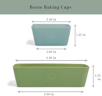 The Silicone Kitchen Reusable Silicone Bento Baking Cup, Non-Toxic, BPA Free, Dishwasher Safe Bento Box Accessories Lunch Box Dividers, Square and Rectangle, 24 Pack, Blue, White, Green