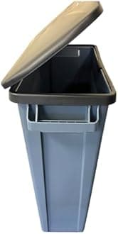 Chabrias Ltd 87 Litre Slim Bin Recycling Container, Space Saving Design, Rectangular for Home, Office, Kitchen – Commercial Product Vented Slim Waste Receptacle Bin (1, Grey & Black Handle Lid)