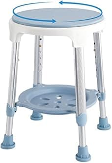 KSITEX Shower Seat for Inside Shower, Small Corner Round Stool for Seniors, Swivel Shower Stools Plastic Chair 300lbs Adjustable Height with Saving Tray