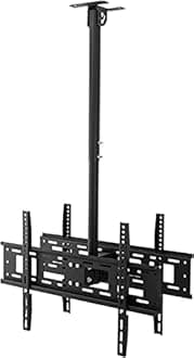 Ceiling Tv Mount Bracket for 32 65 Inch LCD Tvs Dual Screen with Telescoping Adjustable Height Pole Stand-3m