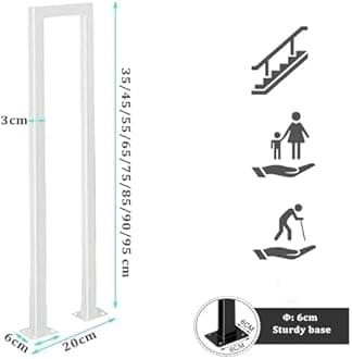 OVLRIJP Stair Railing Indoor, U-Shaped Stair Rail, Metal Bannister Rail for Stairs, Handrails for Stairs, Hand Rail U Shape for Loft, Porch, Balcony,Indoor, Outdoor (White, 85cm)
