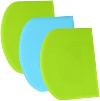 SURDOCA Dough Scraper Bench Scraper - 3P 5.9x4.3" Plastic Flexible Bowl Scraper, Sharp Edge & Angles Cake Scraper. Non-Slip Bakeware Decorating Tools Sculpting & Modeling Tools - Green+Blue+Green