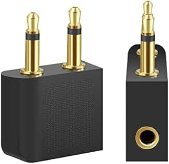 T Tersely Airplane Headphone Audio Adapter, [2 Pack] for Audio Jack to Plug Air Plane Flight Connector Dual Socket Headphone Audio Jack Male,Earphone Adaptor 3.5 mm 1/8 inch Fits