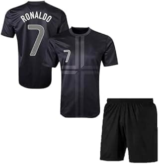 Ronaldo 7 Football Jersey with Black Shorts(Kid's, Boy's& Men)