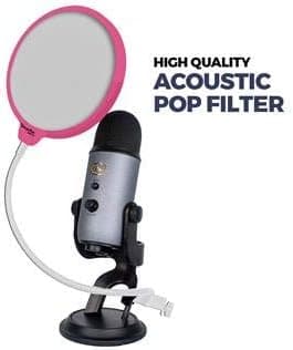 Enabled Dragonpad USA- 6" Microphone Studio Pop Filter with Clamp - PNK/WHT