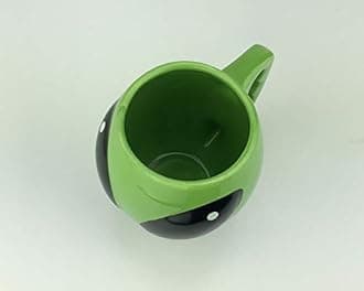 VanEnjoy Cool Bright Green Glazed Ceramic Shape Coffee Ceramic Tea Cup Mug, 3D Mysterious UFO Conspicuous Alien Shape, 13 oz(400 ml)