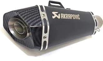 VermsBikers Akrapovic Full Exhaust System Hexa Cut Full Stainless Steel Exhaust Silencer 36-51 mm Muffler Pipe for All Bikes/Motorcycle Pack Of 1(Black with carbon Tip)