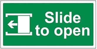 Slide to Open(Left) Sign Sticker, Waterproof Sticker Sign
