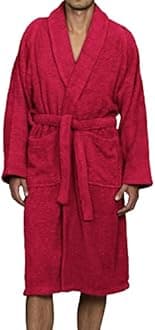 Superior Unisex Egyptian Terry Cotton Medium Bath Robe, Burgundy, Long-Staple Combed, Standard