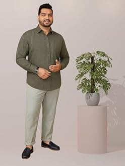 GRECIILOOKS Men's Formal Button Down Shirt – Slim Fit Shirt's for Men | Textured Long Sleeve Polycotton| Business & Meeting Ready (Available in Plus Size and Combo Pack of 2)