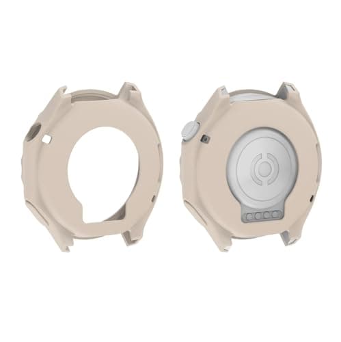 GIOPUEY Case Compatible with OnePlus Watch 3, [2 PACK] Soft TPU Silicone Protective Case Cover, Shock Resistant - Beige