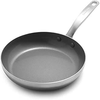 GreenPan Chatham Tri-Ply Stainless Steel Healthy Ceramic Nonstick 9.5" Frying Pan Skillet, PFAS-Free, Multi Clad, Induction, Dishwasher Safe, Oven Safe, Silver