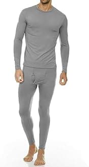 Men s Ultra Soft Thermal Underwear Long Johns Set with Fleece Lined Grey Medium