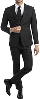 Men's Suits 3 Piece Slim Fit Dress Tuxedo for Men Two Button Solid Jacket Vest Pants Set