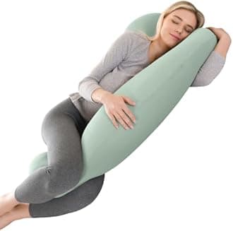 SHANNA Memory Foam Pregnancy Pillow for Sleeping, New Upgrade Full Body Maternity Pillow for Adults, Nursing Pillow Support Back Belly Hips for Pregnant Women with Rmoveable Cover, Green