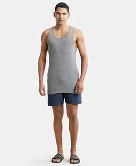 Jockey 9922 Men's Super Combed Cotton Rib Slim Fit Racer Back Styling Round Neck Gym Vest