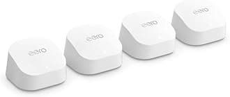 Amazon eero 6+ mesh wifi system - Supports internet plans up to a Gigabit, Coverage up to 6,000 sq. ft., Connect 75+ devices, 4-pack