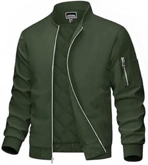 MAGCOMSEN Men's Bomber Jacket Casual Windproof Quilted Jacket Full Zip Windbreaker Winter Warm Varsity Jacket with Pockets