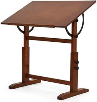 VISWIN Wooden Artist Drafting Table, Adjustable Angle, Solid Pine Wood Drawing Table, Art Table for Adults, Tilts Flat, Art Craft Table for Drawing, Drafting, Writing, Reading