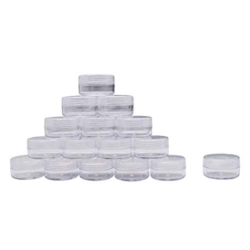 10 Gram Empty Plastic Cosmetic Containers, Clear Round Sample Pot Jar Screw Cap Lid, For Lip Balm, Eye Shadow, Nail Powder, Creams, Lotions-BPA Free