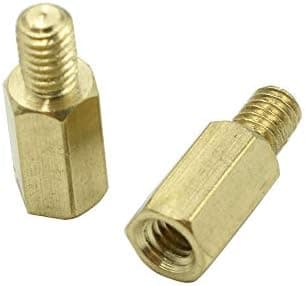 Hxchen M4 x 10 + 6mm Male to Female Thread Brass Hexagon Hex Standoff Spacer Pillars - (20 Pcs)