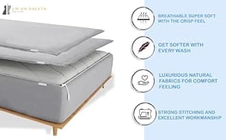 Zip On Sheets™ Zipper Fitted Sheet Queen Size - Upto 16” Inch Deep Pockets - Includes 1 Fitted Sheet Base & 2 Zip-On Sheets - Easy to Use, Sateen Cotton 500 TC Fitted Sheet - Sage Green