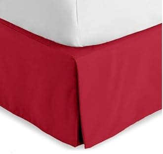 Bare Home Full Bed Skirt - 15-Inch Tailored Drop Easy Fit - Bed Skirt for Beds - Center & Corner Pleats (Full, Red)