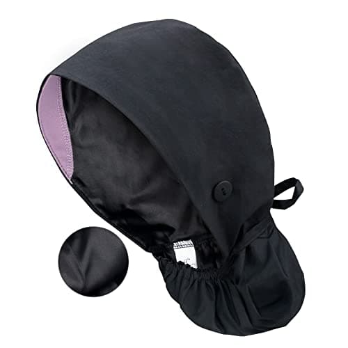 Adjustable Working Cap with Button, Cotton Working Hat Sweatband, Elastic Bandage Tie Back Hats Unisex