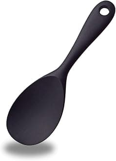 Rice Serving Spoon, Silicone Rice Paddle, Silica Gel Rice Spoon, Non Stick Rice Spoon, Kitchen Tool, for Rice, Mashed Potatoes, Stirring, Mixing, Black (bnfs)
