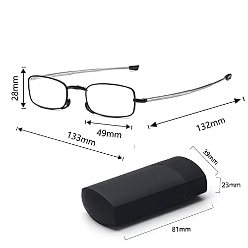 Fsread Folding Reading Glasses Compact Small Portable Blue Light Blocking Reader Spring Hinge Black