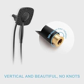 OFFO Shower Hose High Flow 0.43” Large Bore, 48 Inch Kink Free Stainless Steel Shower Head Hose Replacement G1/2”, Leak-proof Extra Long Flex Handheld for Pet Bathing Cleaning, Matte Black