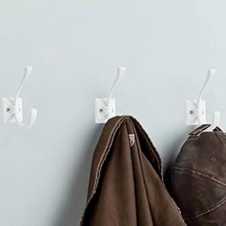 CABDM 10 Pack Decorative Heavy Duty Towel Hooks for Hanging Robe Double White Coat Hooks Wall Mounted with Screws for Key, Towel, Bags, Cup, Hat